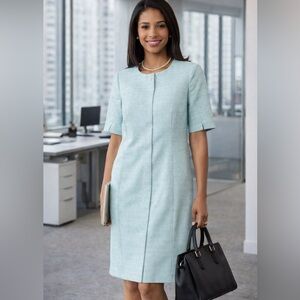 Per Se by Carlisle Bethesda Mint Green Textured Midi Dress 6 NWT Office Luxury